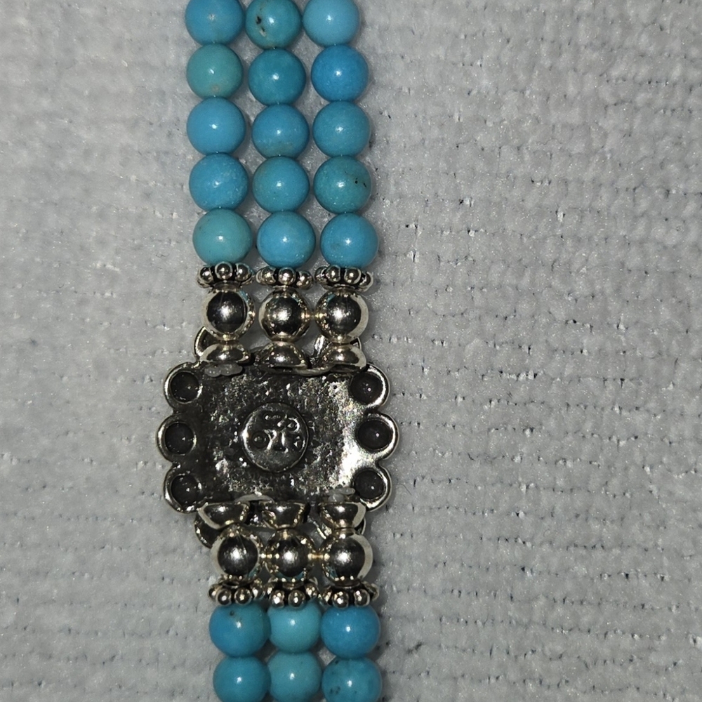 Turquoise and Silver Beaded Bracelet - Picture 2 of 5